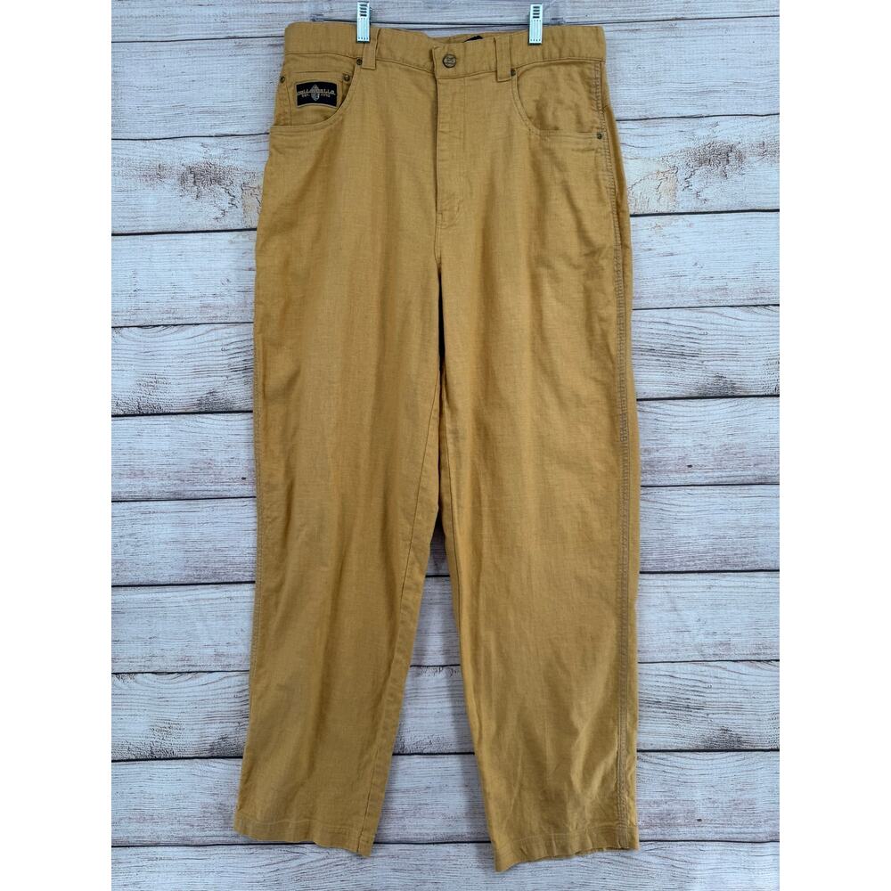 Vintage Pelle Pelle Marc Buchanan Woven Chino Pants Mens 18/US‎ 34 Yellow Gold